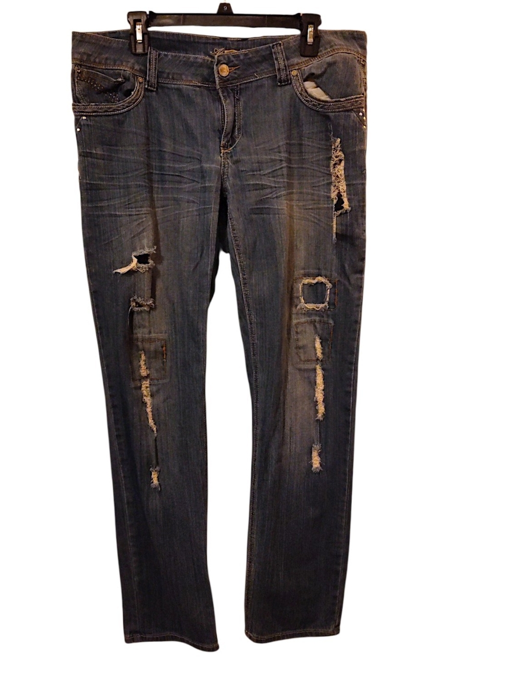 Apollo Jeans Women's Distressed Straight-Leg Jeans - Blue